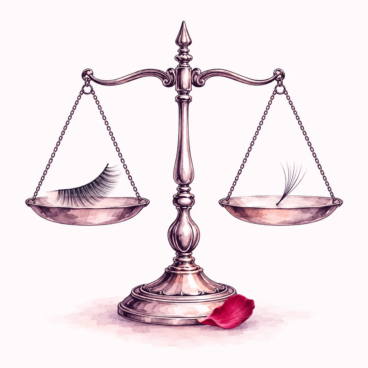 Весы: на одной чаше своя ресница, на другой наращённая