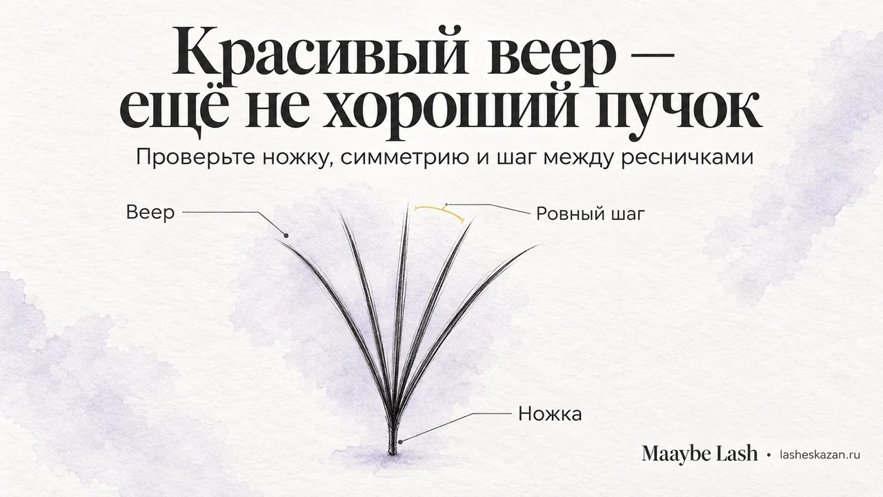 Обложка статьи «Как формировать пучки для наращивания ресниц»: мастер по наращиванию ресниц Ильнара, студия Maaybe Lash