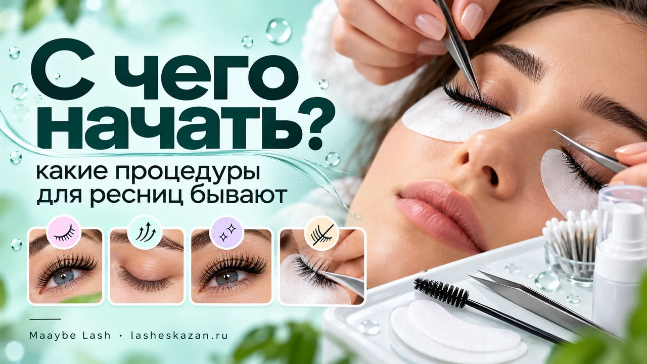 Обложка статьи «С чего начать»: какие процедуры для ресниц бывают — наращивание, ламинирование и другие