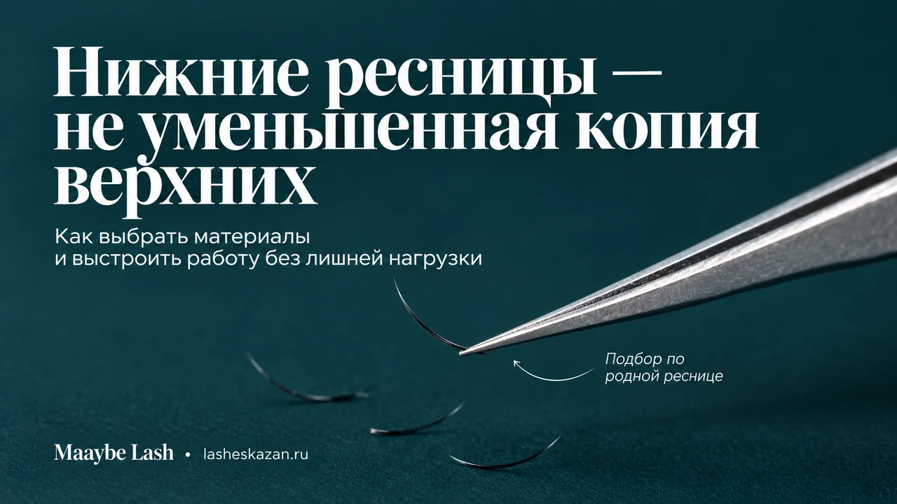 Обложка статьи «Наращивание нижних ресниц»: мастер по наращиванию ресниц Ильнара, студия Maaybe Lash