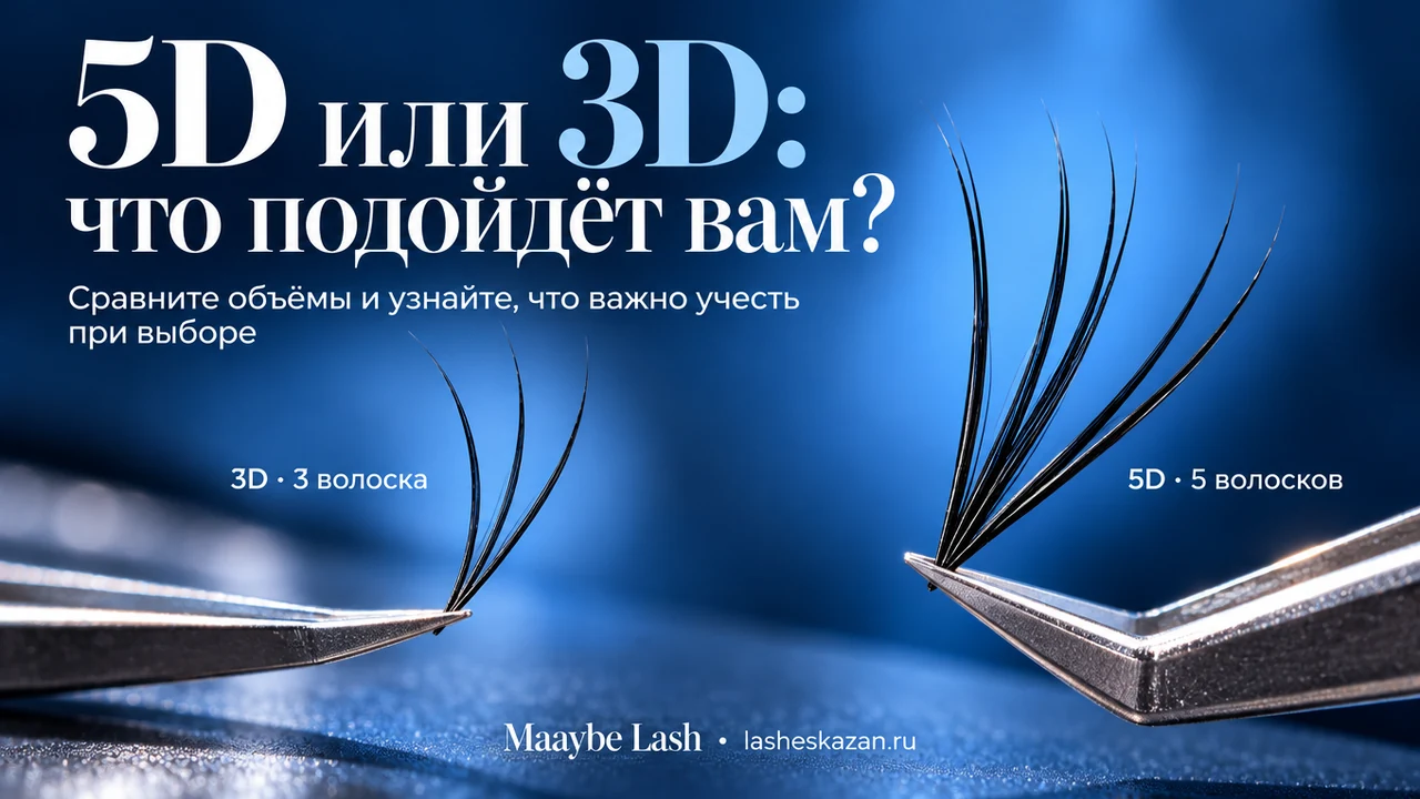 Обложка статьи «Наращивание ресниц 5D»: крупный план наращенных ресниц, работа студии Maaybe Lash