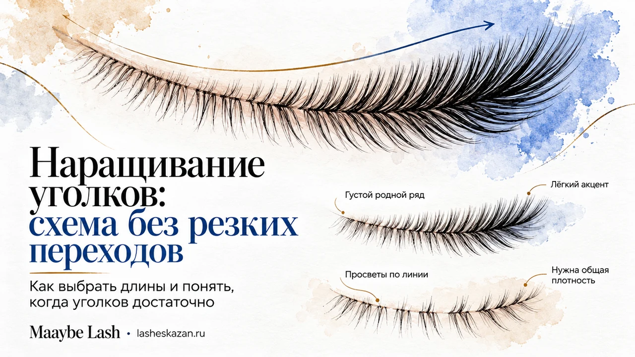 Обложка статьи «Наращивание уголков ресниц»: мастер по наращиванию ресниц Ильнара, студия Maaybe Lash
