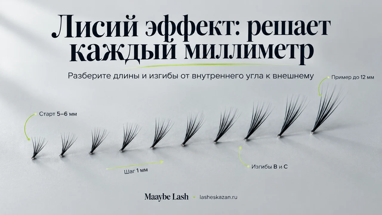Обложка статьи «Схема лиса наращивания ресниц»: мастер по наращиванию ресниц Ильнара, студия Maaybe Lash
